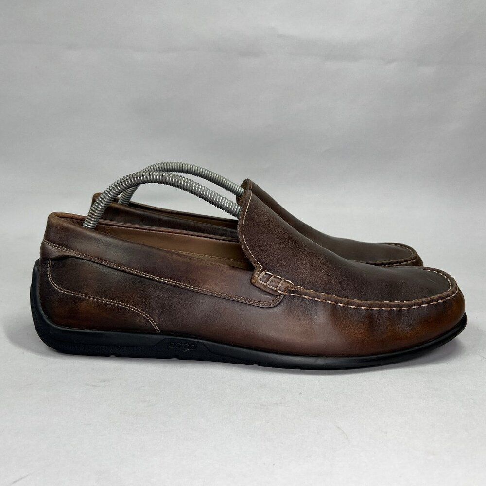 Ecco Classic Moc 2.0 Loafers Men's Size 11‎ Brown Leather Slip On Casual Shoes